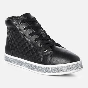 JUSTICE gltter quilted high top sneaker